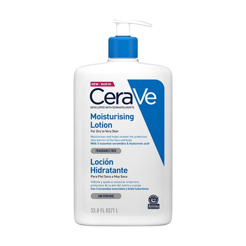 CeraVe LOCIÓN hidratante cuerpo y rostro con fórmula ligera enriquecida con ácido hialurónico 1000 ml