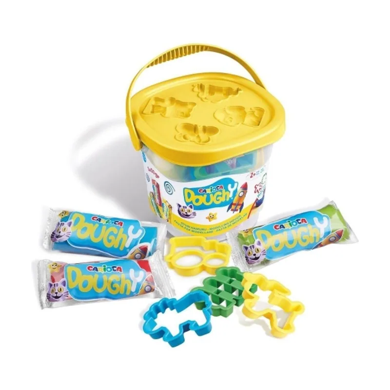 Carioca doughy cubo con 3 paquetes de pasta de modelar 50gr + 4 moldes