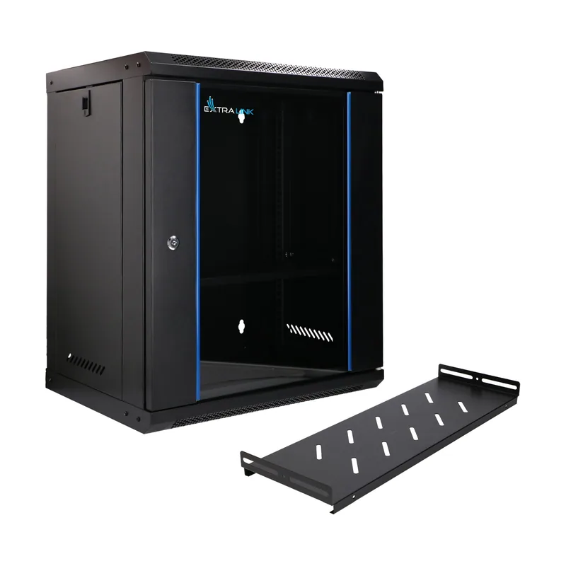 Extralink LITE 12U 530X400 WALL-MOUNTED RACKMOUNT CABINET BLACK Estante montado en suelo/pared/independiente