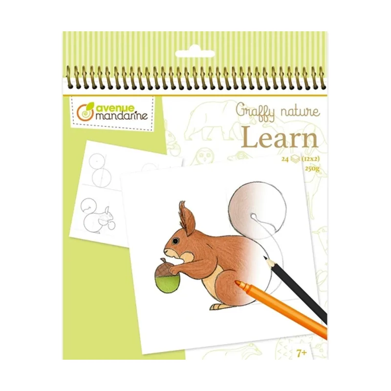 Avenue mandarine Libro de colorear aprende a dibujar bosque 250g