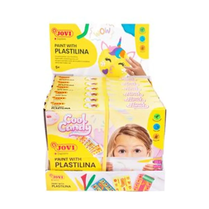 Jovi Plastilina pintar con plastilina kit cool candy expositor de 6 contenido kit 8 pastillas plastilina 50g+laminas+1 marco+3 moldeadores+rodillo