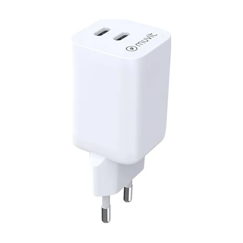 Muvit for Change Cargador de Pared GAN 2 Puertos USB-C PD