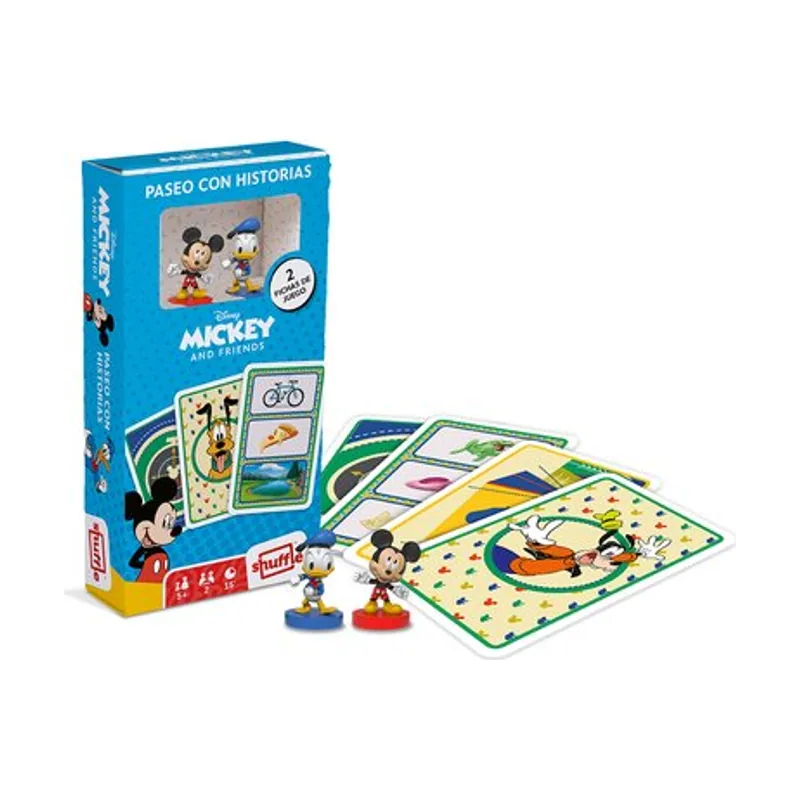 Cartamundi shuffle plus figurine mickey paseo historias mickey donald