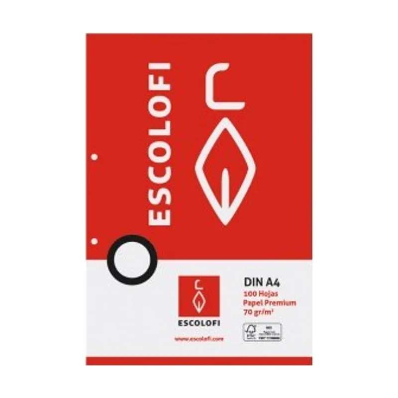 Escolofi Recambio a4 100h 70gr 2 taladros horizontal c/margen