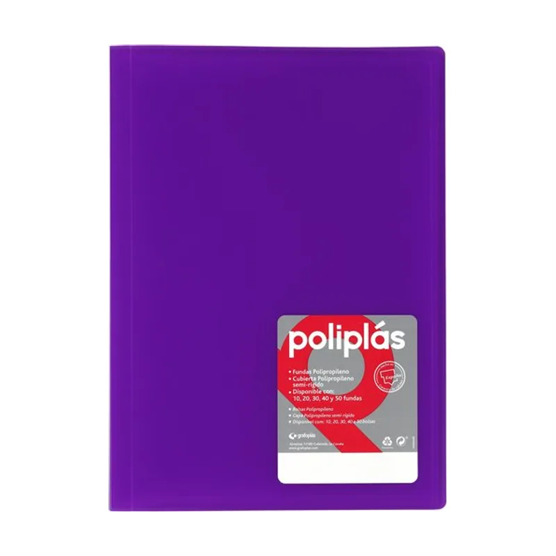 Poliplas Carpeta fundas tarifario grafoplas pp flexible trans. fº 20 f. malva
