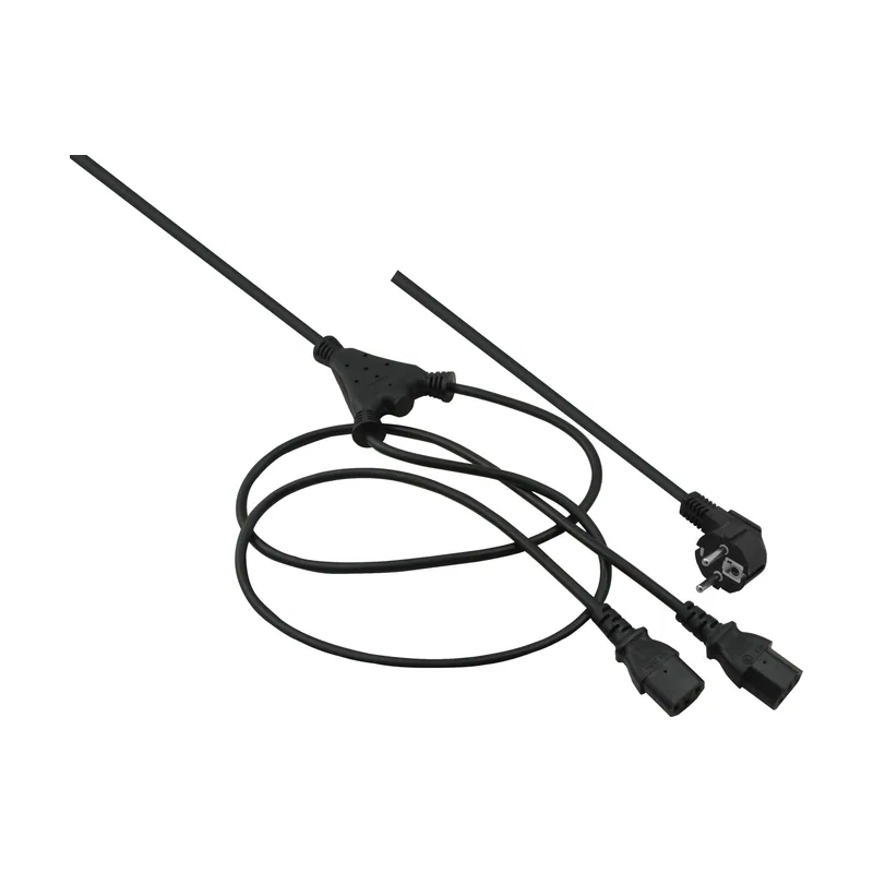 Helos 262674 cable de transmisión Negro 2 m CEE 7/7 Acoplador C13 2 x