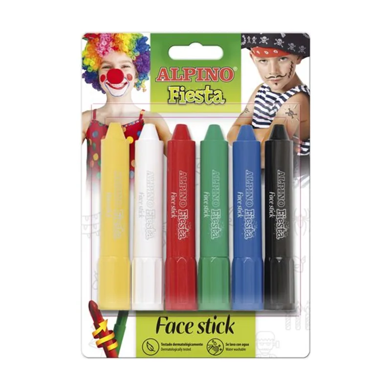 Alpino Maquillaje fiesta face stick barra de 5 gr. blister de 6 surtido