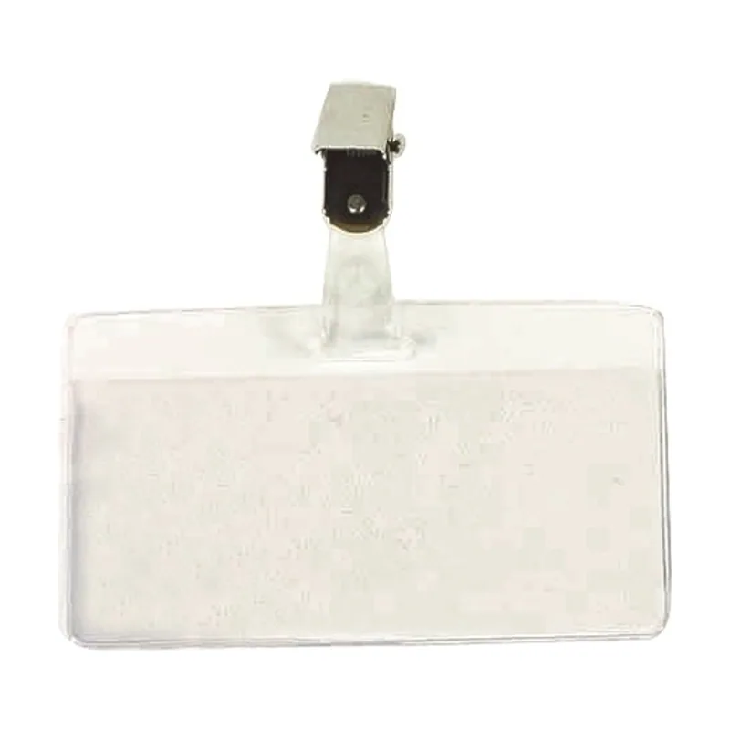 Iberplas Funda distintivo transparente apaisada con pinza 53x100mm paquete de 100