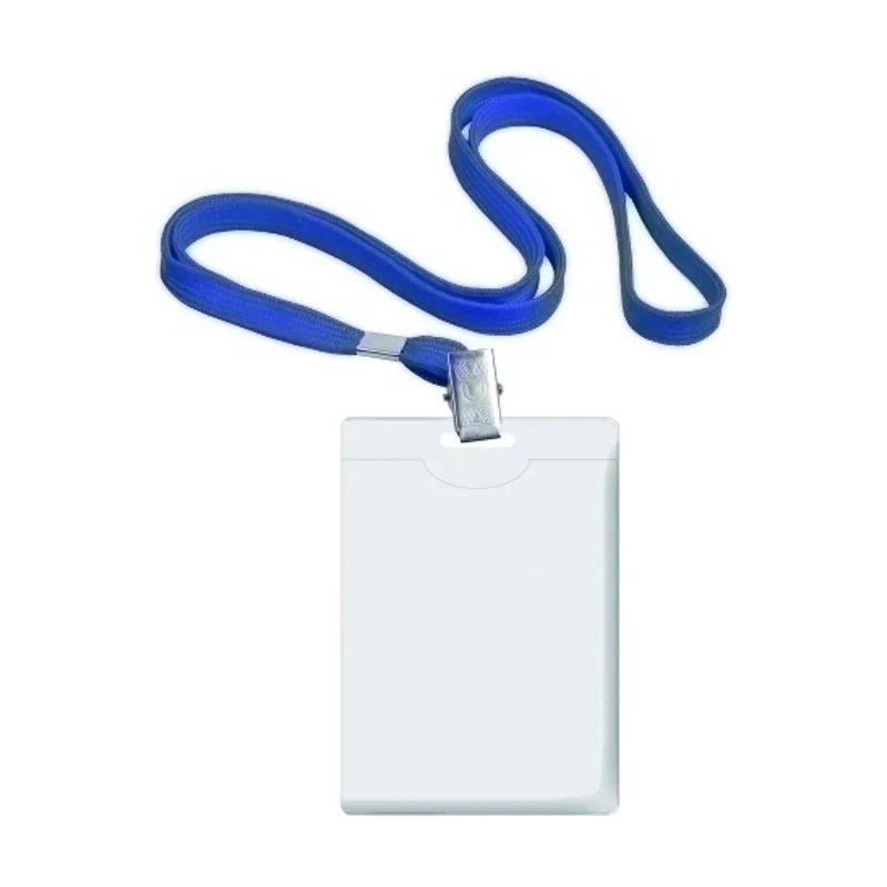 Forofis Funda distintivo vertical con cinta azul 90x58mm caja de 50