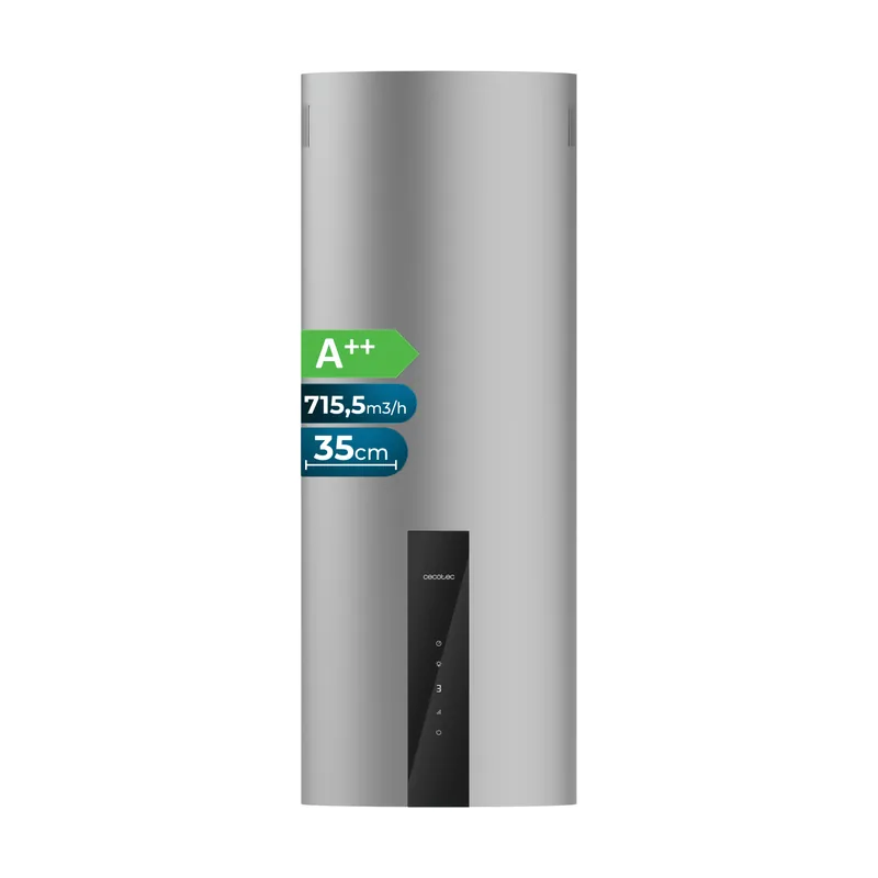 Cecotec Campana Extractora Redonda de Pared 35 cm Bolero Flux DRT 358000 Inox A++. Succión 715 m³/h