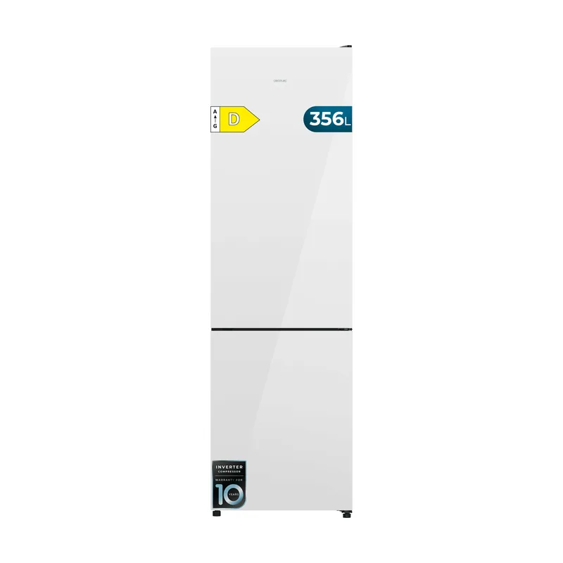 Cecotec Frigorífico Combi 356L Total NoFrost Bolero CoolMarket Combi 356i White Glass D. Alto
