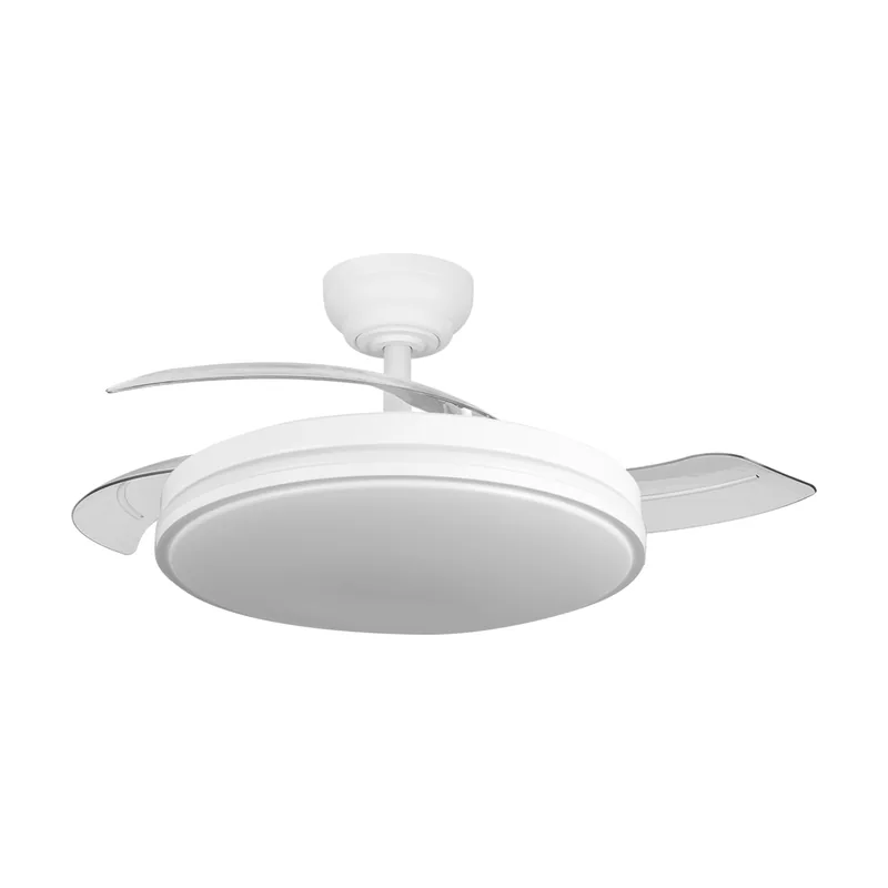 Yatek Ventilador de Techo Rubia Blanco con Aspas Retráctiles LED 60W 6980 lm Motor DC Silencioso 6 Velocidades Mando a Distancia Temporizador 107 cm