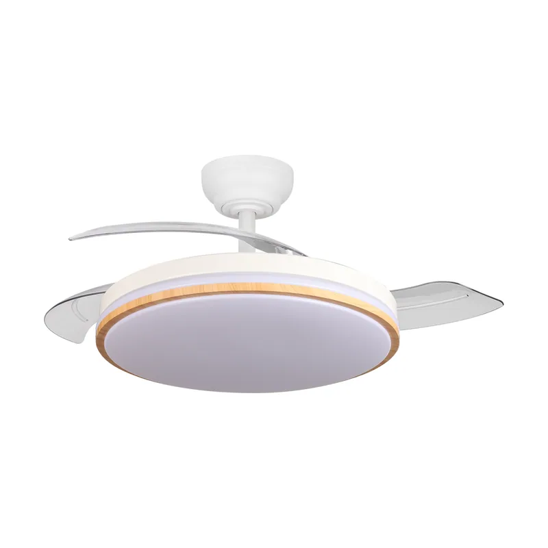 Yatek Ventilador de Techo LED Retráctil Rubia 60W Motor DC 6980 lm 6 Velocidades Mando a Distancia Luz Regulable Ø107 cm