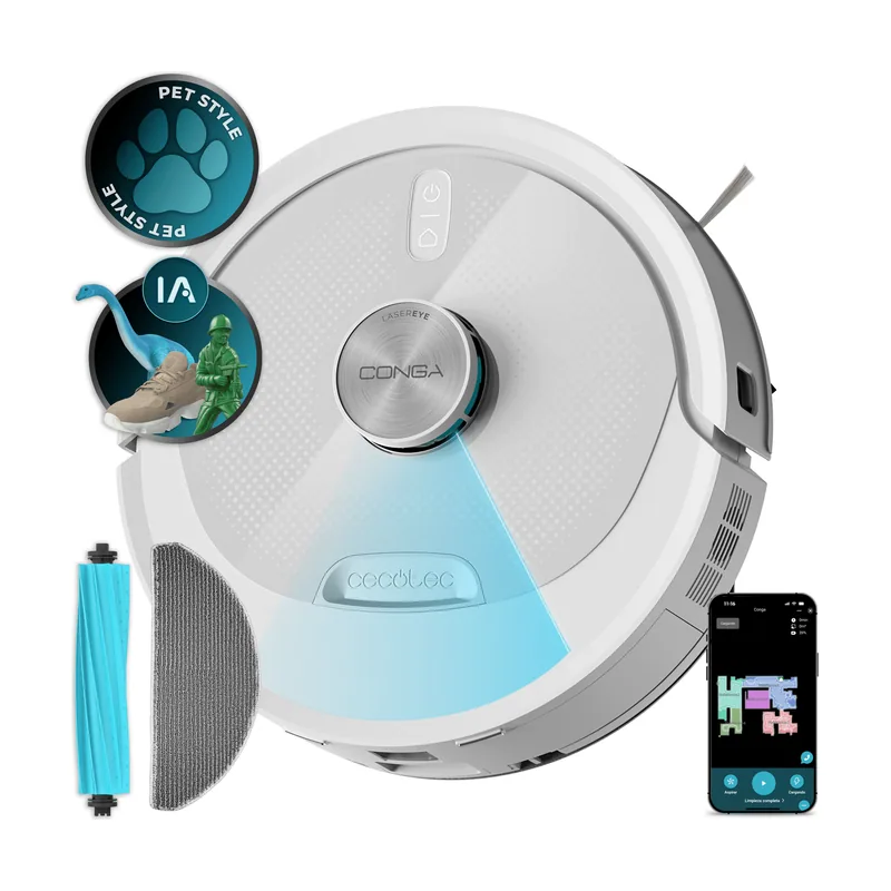 Cecotec Robot Aspirador y Friegasuelos con IA Conga M90 Pearl. Navegación Láser
