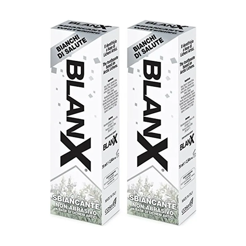 Blanx Whitening Toothpaste with Arctic Lichens * 2.54 Fluid Ounces Tubes Pack of 2 * Italian Import