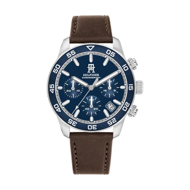 Tommy Hilfiger Reloj 1792163 TH85 Cronógrafo Azul y Marrón para Hombre