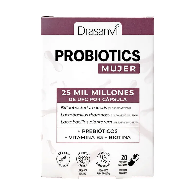 Drasanvi Probioticos Mujer 25000 Millones UFC en 20 Capsulas Sin Gluten