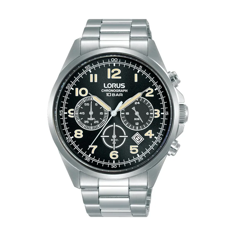 Lorus Reloj Deportivo de Pulsera de Acero Inoxidable con Esfera Negra para Hombre RT303KX9