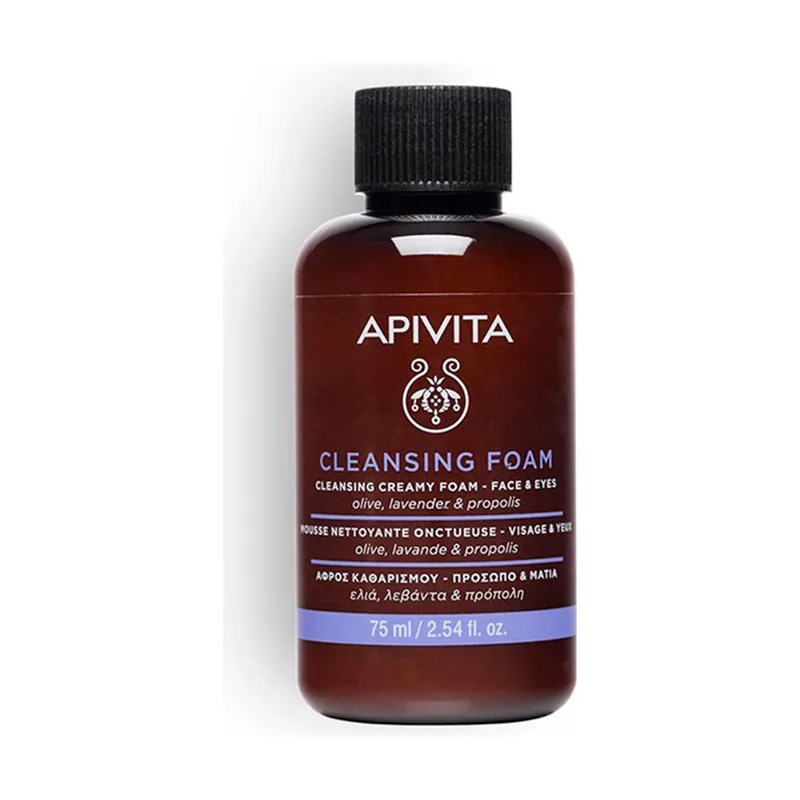 Apivita CREMA ESPUMA LIMPIADORA facial y ojos con oliva y lavanda 75 ml