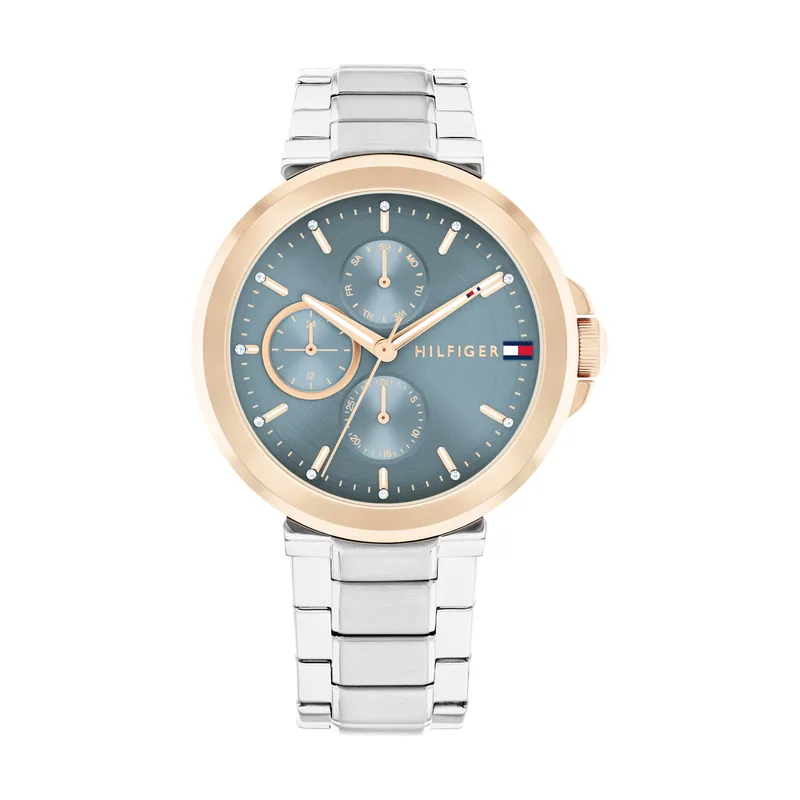 Tommy Hilfiger Reloj Analógico de Cuarzo Multifunción para Mujer con Correa
