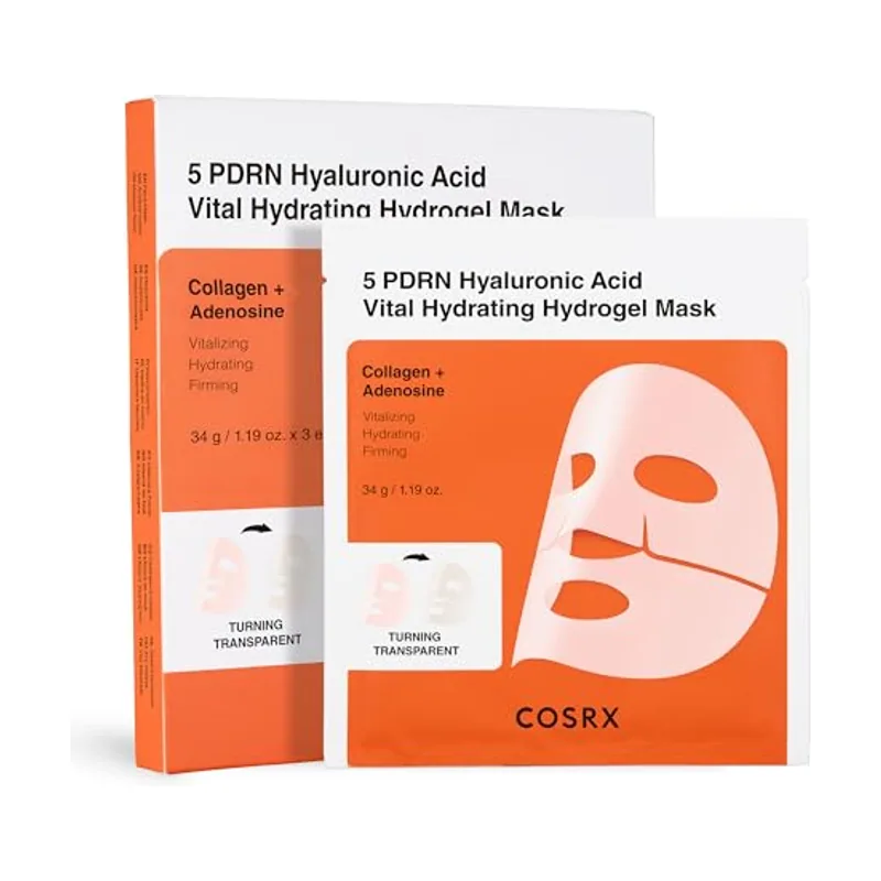 Cosrx 5 PDRN Hyalruronic Acid Vital Hydrating Hydrogel Mask 3EA for Face with 5 PDRN & 8 Hyalruronic Acid