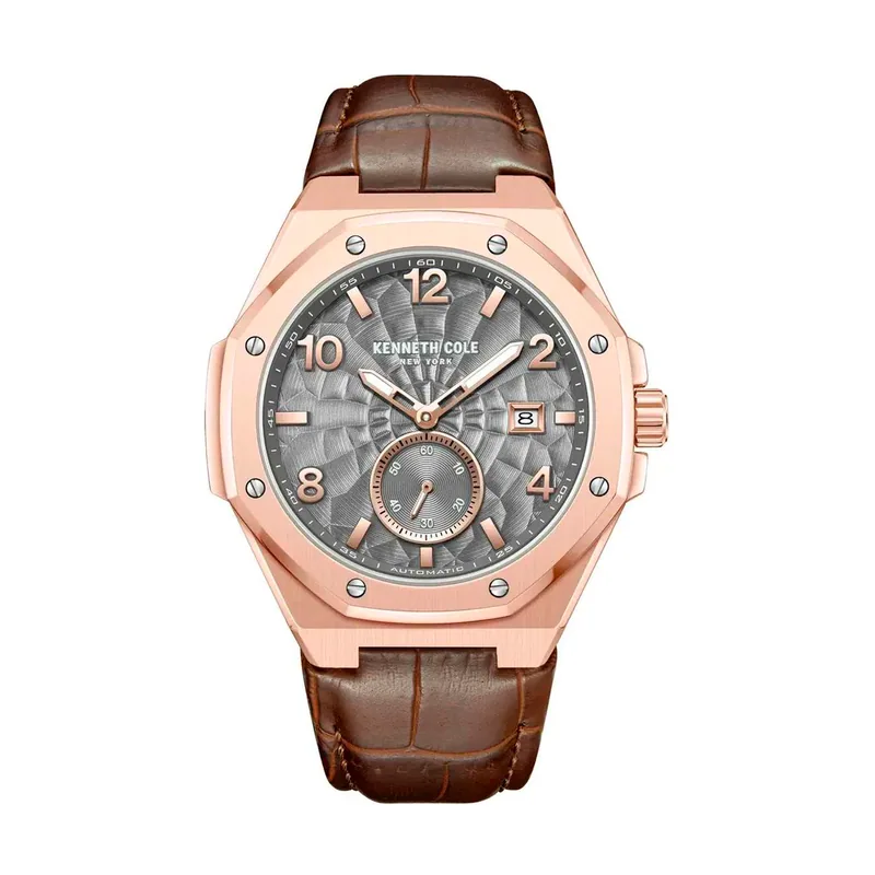 Kenneth cole Reloj Hombre Analogico Automatico con Correa de Cuero KCWGX0059002