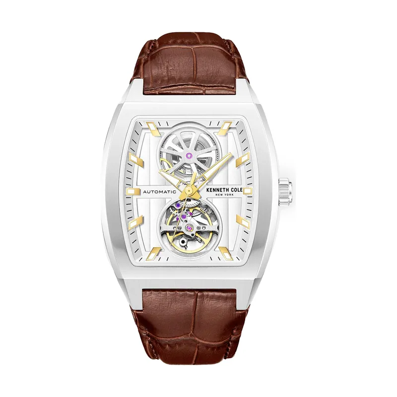 Kenneth cole Reloj Hombre Analogico Automatico con Correa de Cuero KCWGX0058801