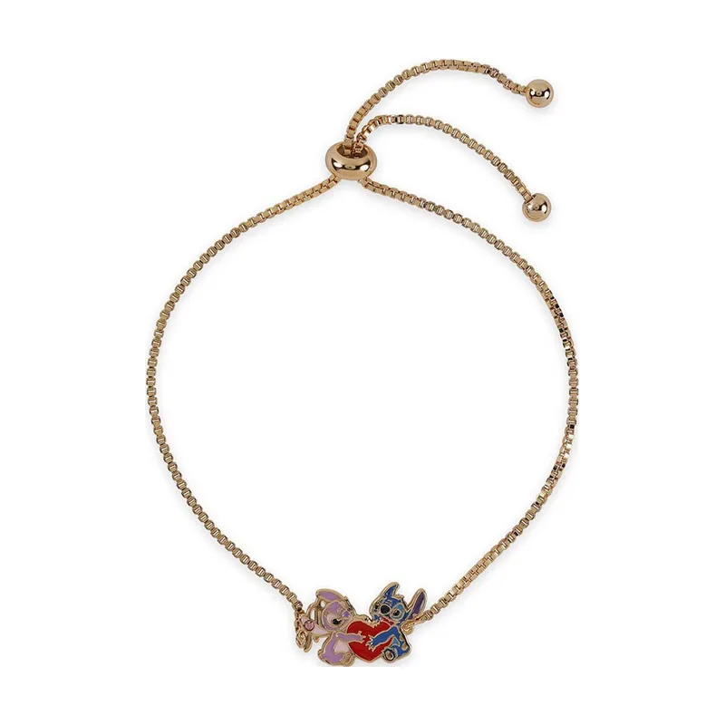 Peers hardy Disney Pulsera de latón chapado en oro amarillo y corazón de ángel tropical Lariat para niñas