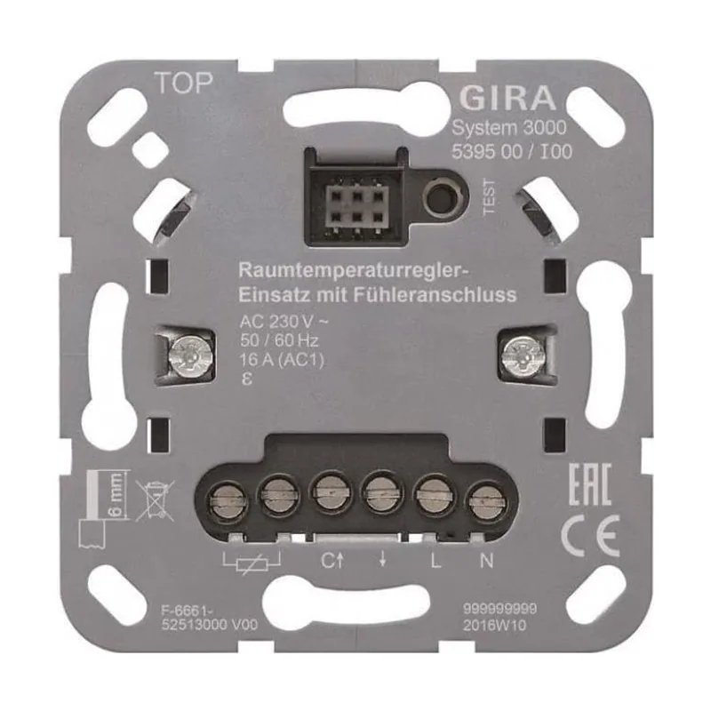 Gira 539500 System 3000 Raumtemperaturregler-Einsatz mit Fühleranschluss