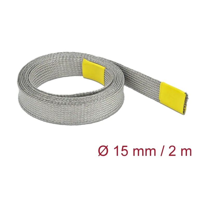 Delock Funda trenzada para protección EMC estirable de 2 m x 15 mm