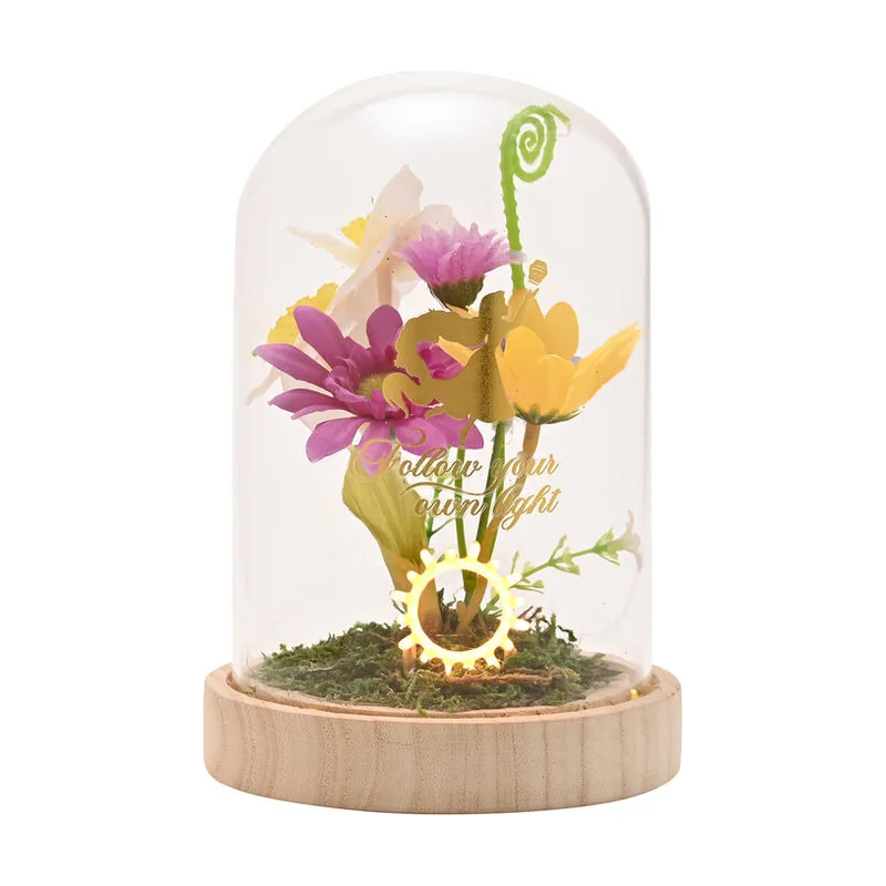 Widdop Disney Flores de princesa pastel en una campana con luz de neón