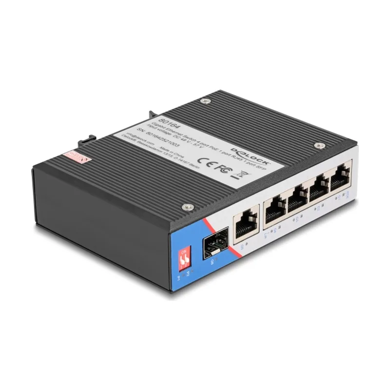 Delock 80164 switch Gigabit Ethernet 10/100/1000 Energía sobre Ethernet PoE DIN rail