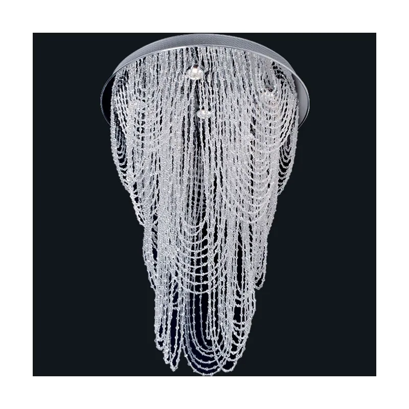 Lumit techo luisa 6xgu10 al.90xd.60cm cristales y hoja niquelada cromo