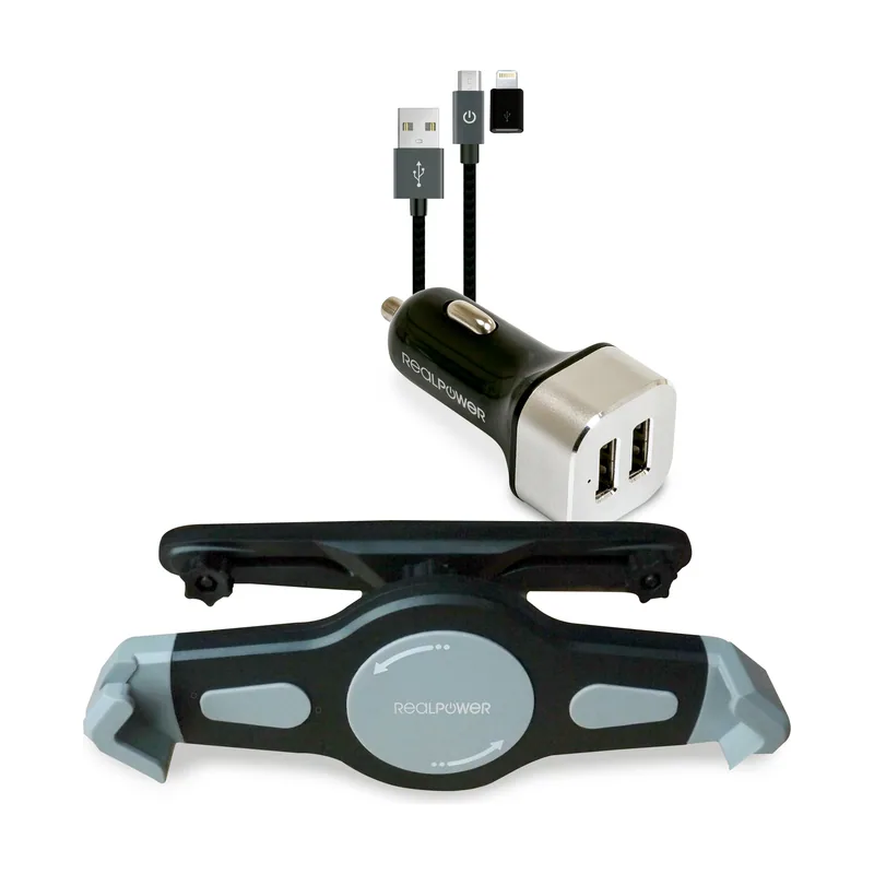 Realpower Tablet Car Set Zubehoer-Set fuer Tablets Soporte activo para Tablet/UMPC