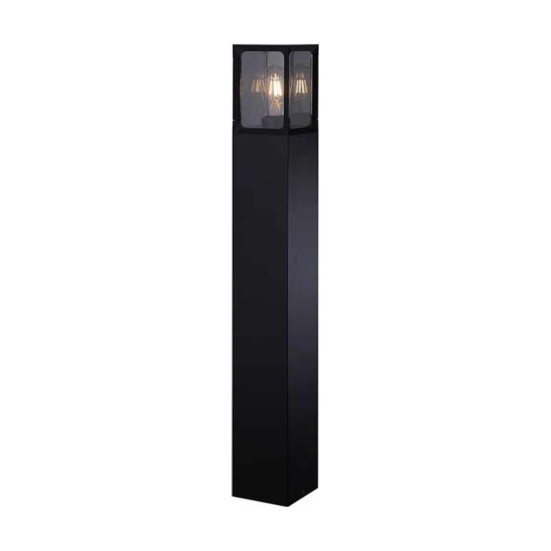 Lumit Farola/Sobremuro CRIZ IP44 1xE27 L.12,3xAn.12,3xAl.90cm Aluminio VidrioNegro