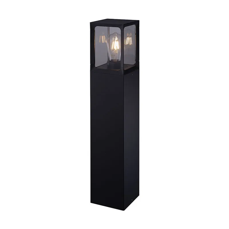 Lumit Farola/Sobremuro CRIZ IP44 1xE27 L.12,3xAn.12,3xAl.65cm Aluminio VidrioNegro