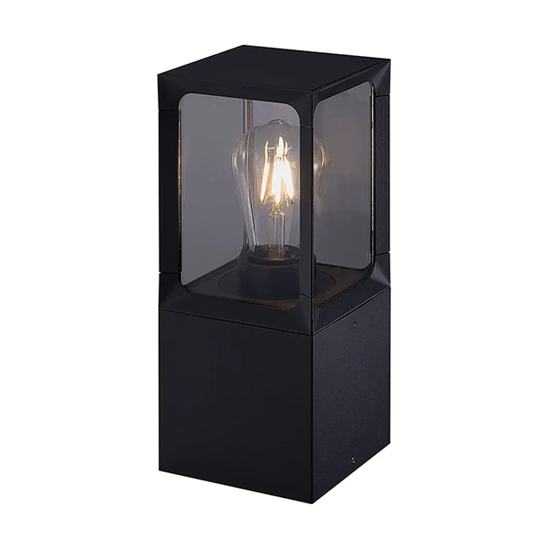 Lumit Farola/sobremuro criz ip44 1xe27 l.12,3xan.12,3xal.30cm aluminio+vidrionegro