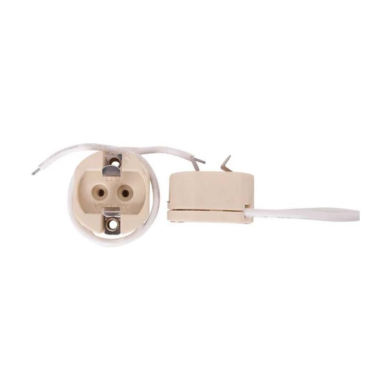 Interlusa Portalámparas blanco de porcelana con casquillo gu12 y cable