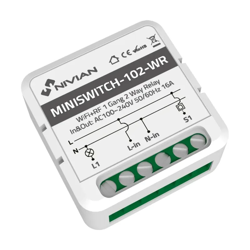 Nivian Smart Relé Inteligente De 1 Linea Nivian Nvs-miniswitch-102-wr