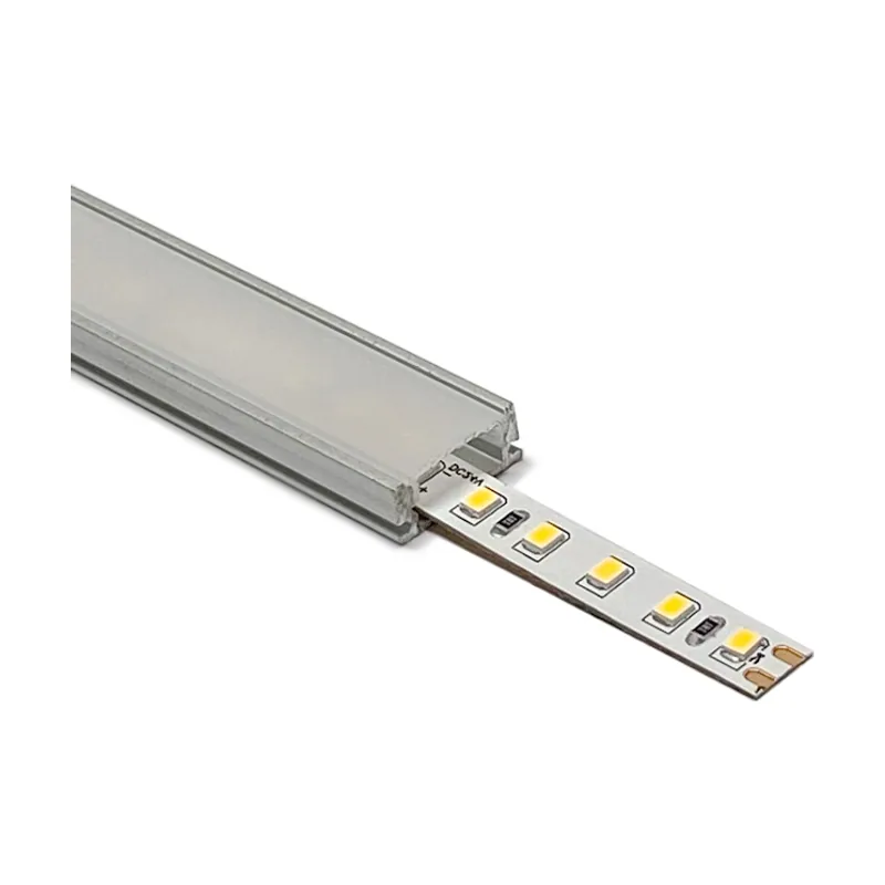Interlusa Perfil sin alas para tira de led con difusor opalino an.17,4x al.7mm