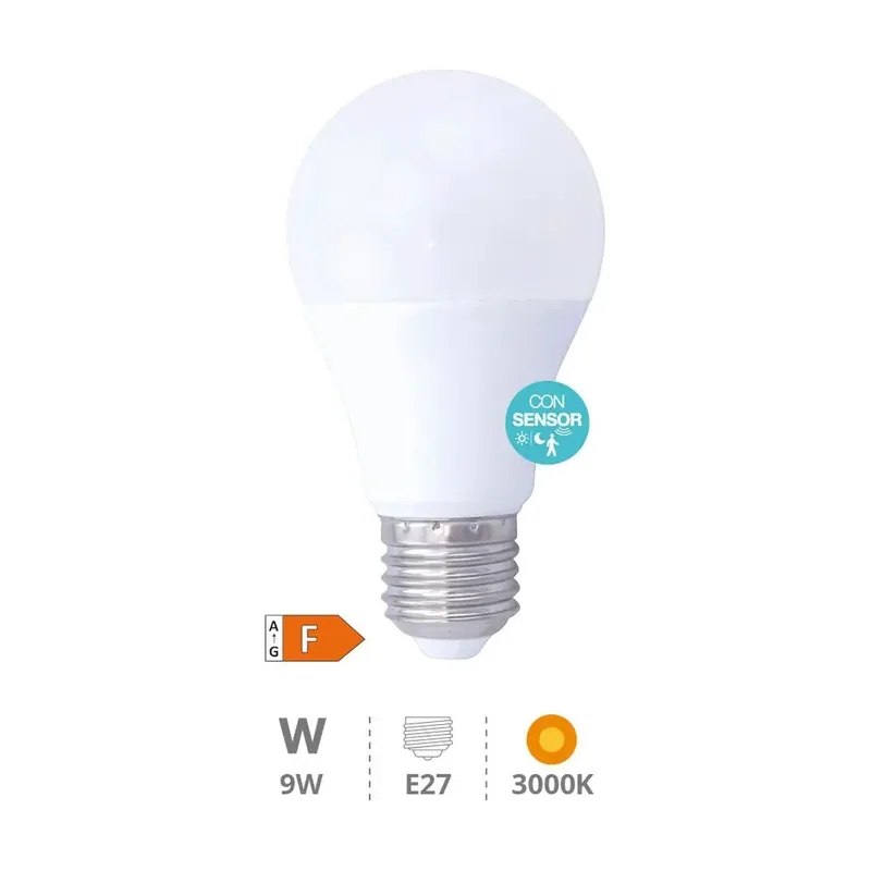 1 Bombilla Led Estándar Con Sensor Presencia + Crepuscular 9w E27