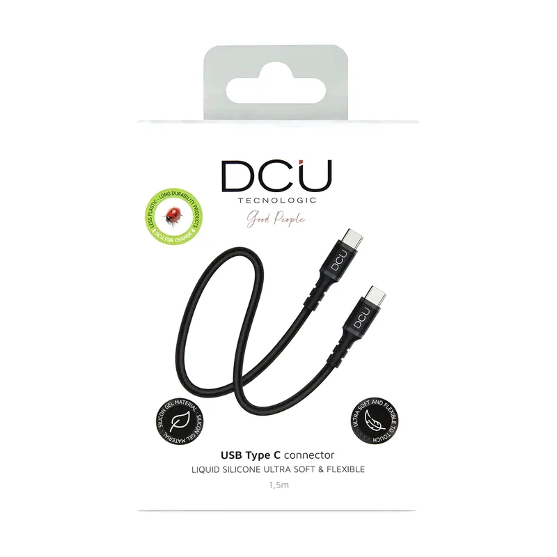 DCU Cable Usb-c A Usb-c 2.0 1,5m Negro Silicona 30402085