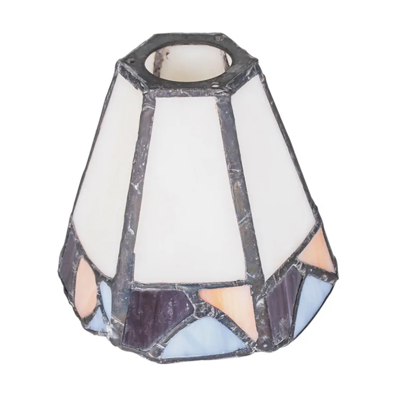 Interlusa Tulipa tiffany de cristal blanco con azul y naranja d.8xalt.7.5cm