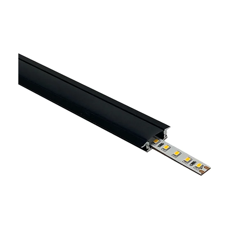Interlusa Perfil con alas para tira led negro con difusor negro para empotrar an.24.7x al.7mm