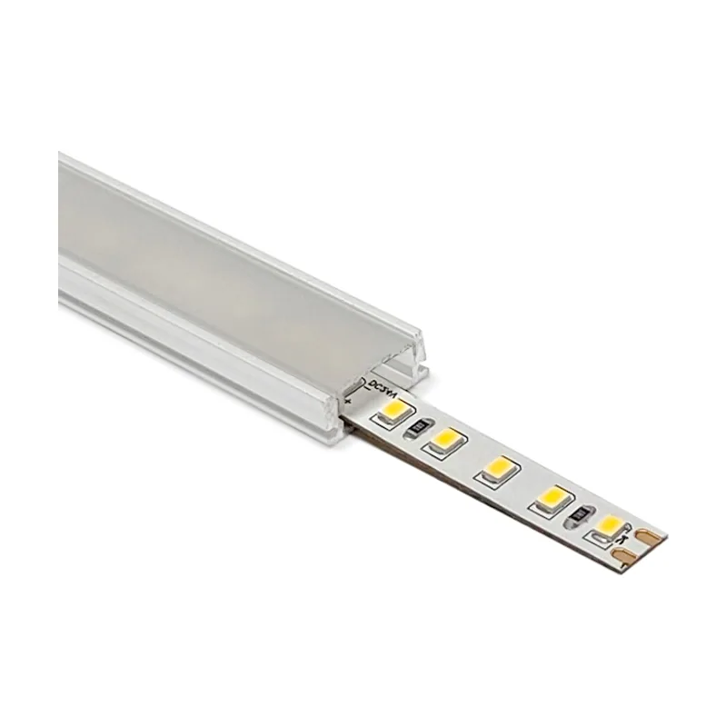 Interlusa Perfil sin alas para tira led blanco con difusor opalino an.17,4x al.7mm