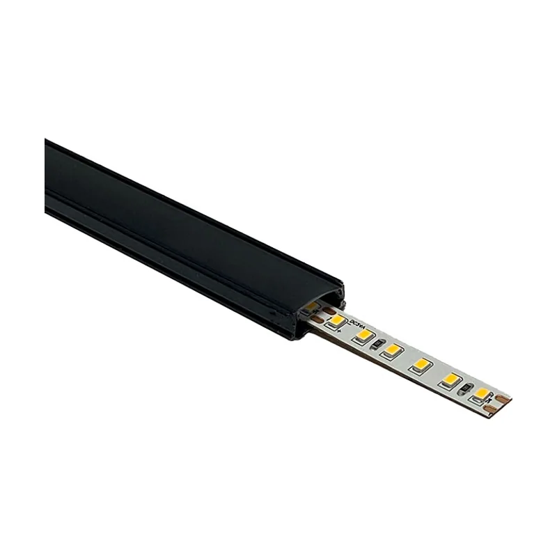 Interlusa Perfil sin alas para tira led negro con difusor negro an.17,4x al.7mm