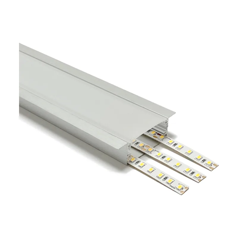 Interlusa Perfil con alas para tira led con difusor opalino para empotrar an.55x al.20mm