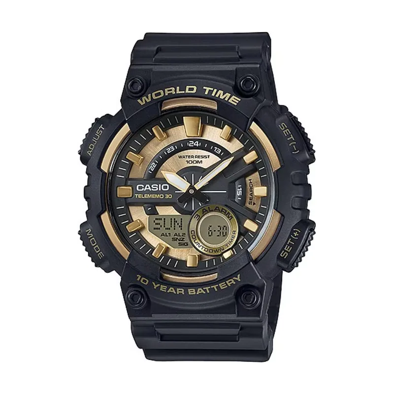 Casio Analógico-Digital Modelo Youth-Combination Analog-Digital Gold Dial Men's Watch AEQ-110BW-9AVDF. Marca CASIO