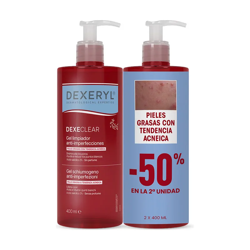 Dexeryl DEXECLEAR gel limpiador anti-imperfecciones pack 2 x 400 ml
