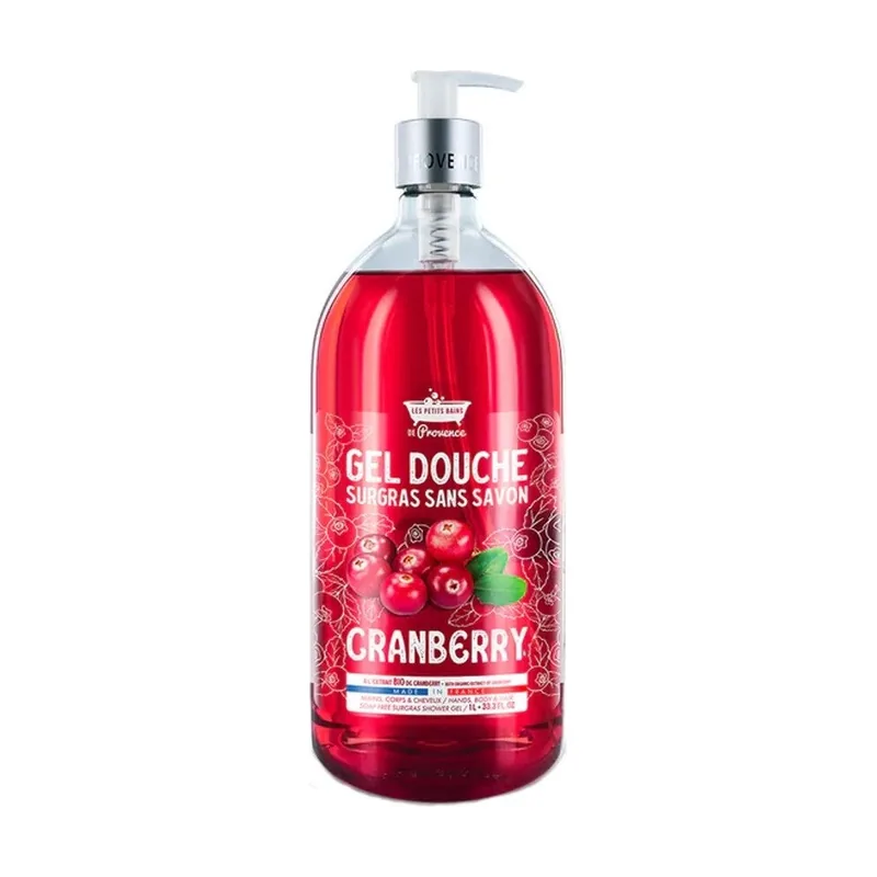 Les petites bains de provence, cranberry, shower gel, for sensitive skin, 1000 ml
